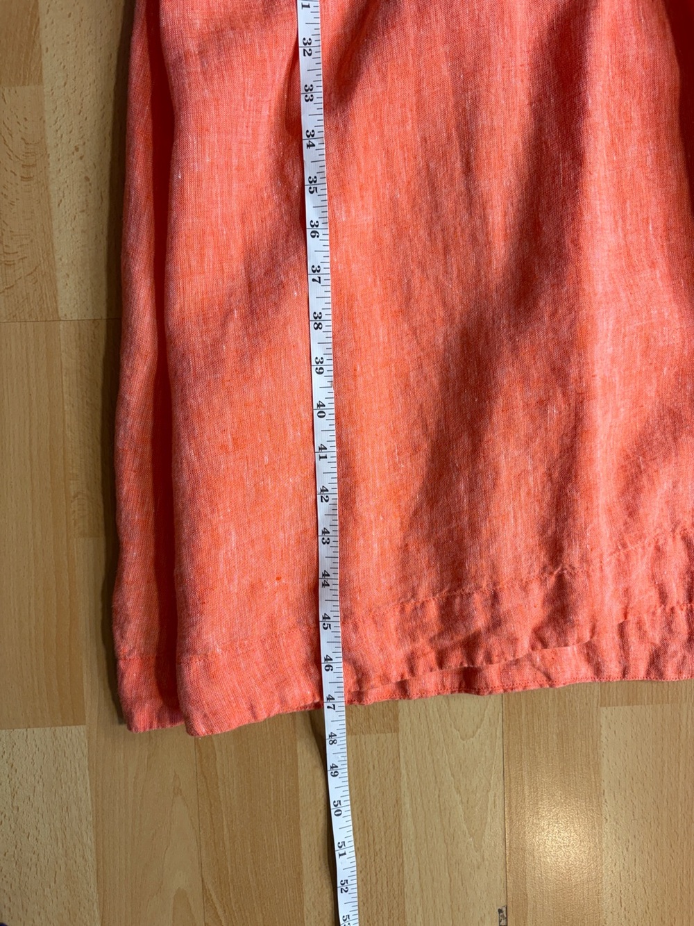 Talbots Faux Wrap Linen Shirt Dress Fit & Flare Orange Creamsicle Resort Beach - Picture 11 of 12